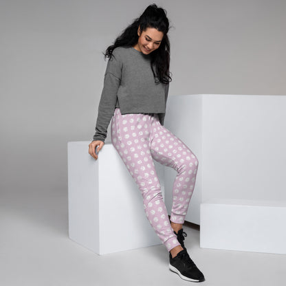 Women's White Polka Dot Pink Joggers