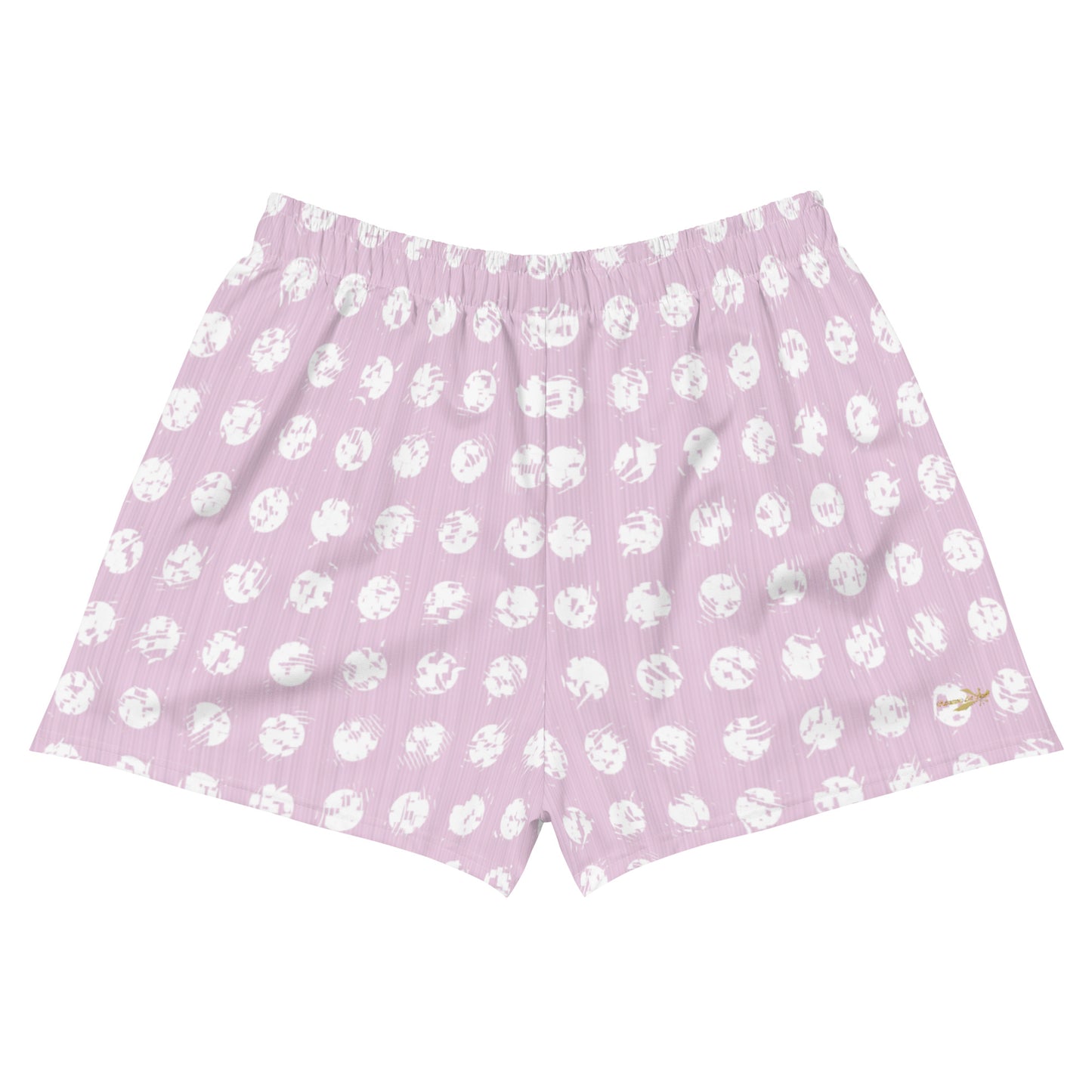 Women’s White Polka Dot Pink Recycled Athletic Shorts