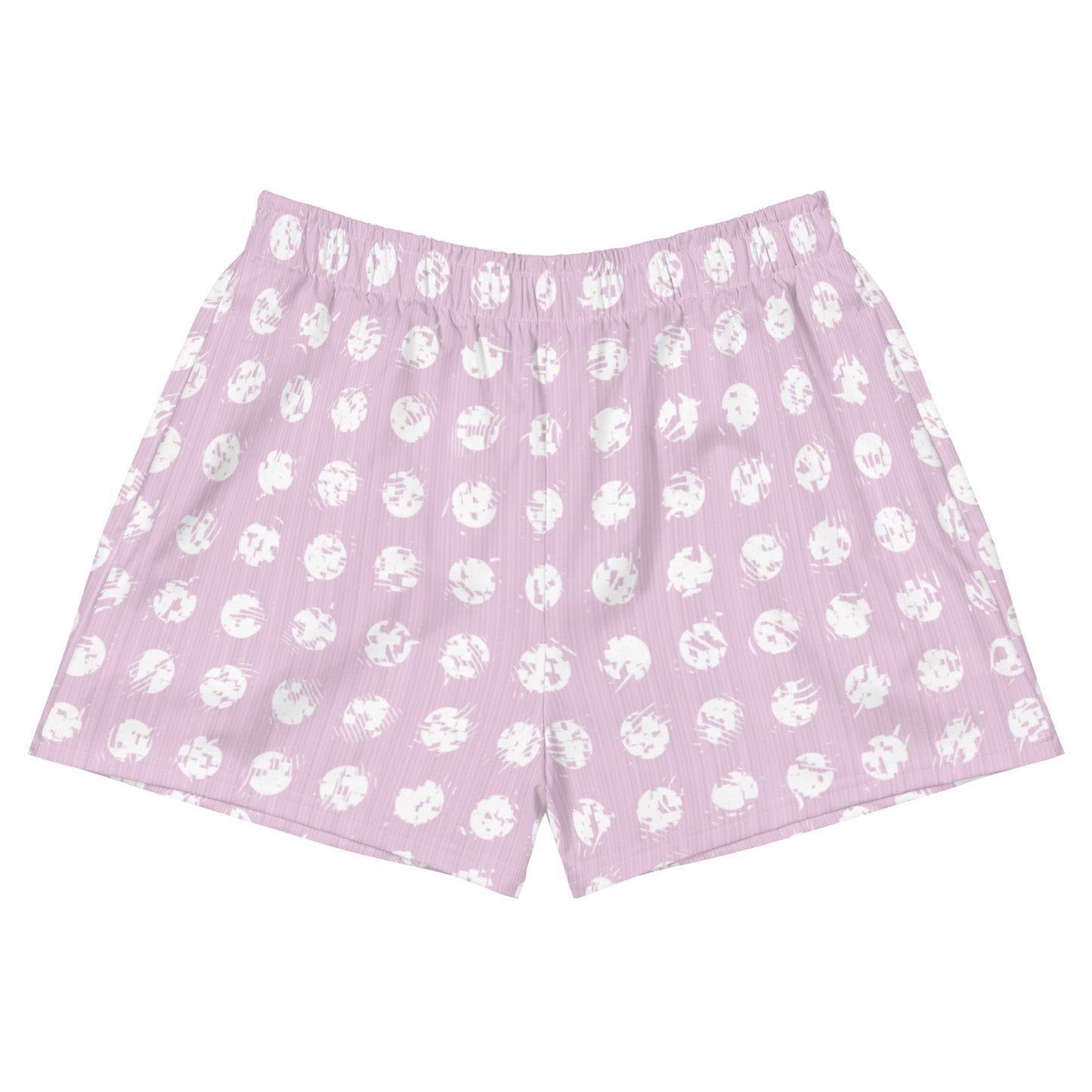 Women’s White Polka Dot Pink Recycled Athletic Shorts