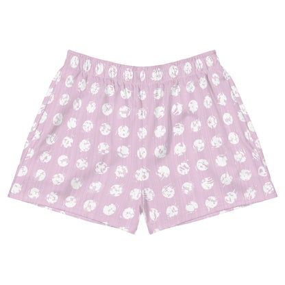 Women’s White Polka Dot Pink Recycled Athletic Shorts