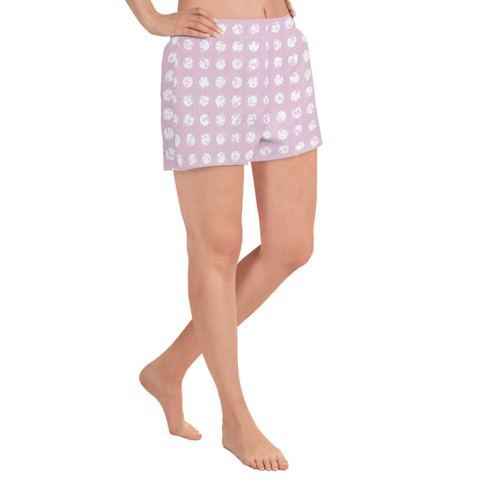 Women’s White Polka Dot Pink Recycled Athletic Shorts