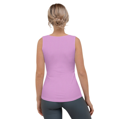 Women's Tank Top Pink Houndstooth-Gingham Mix