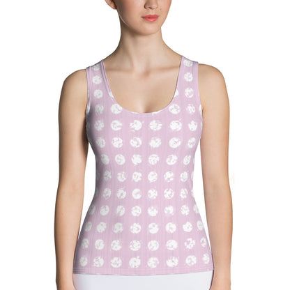 Women's White Polka Dot Pink Tank Top