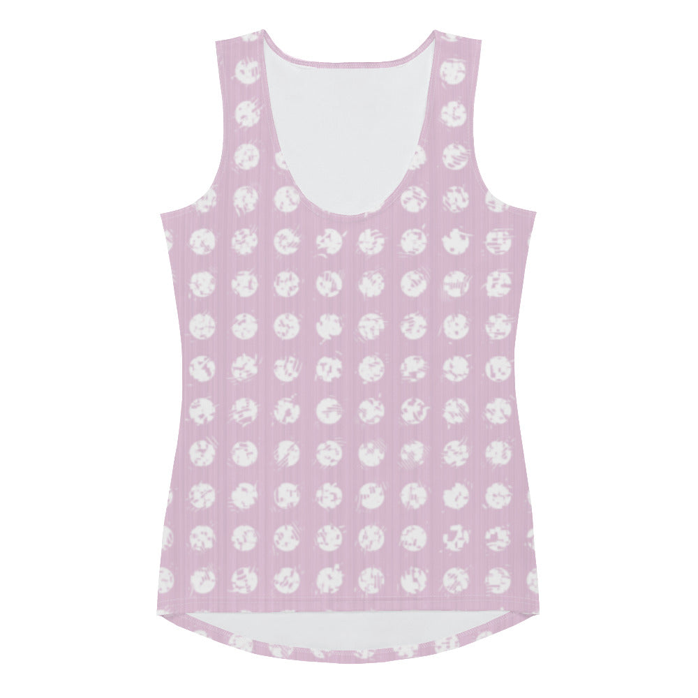 Women's White Polka Dot Pink Tank Top