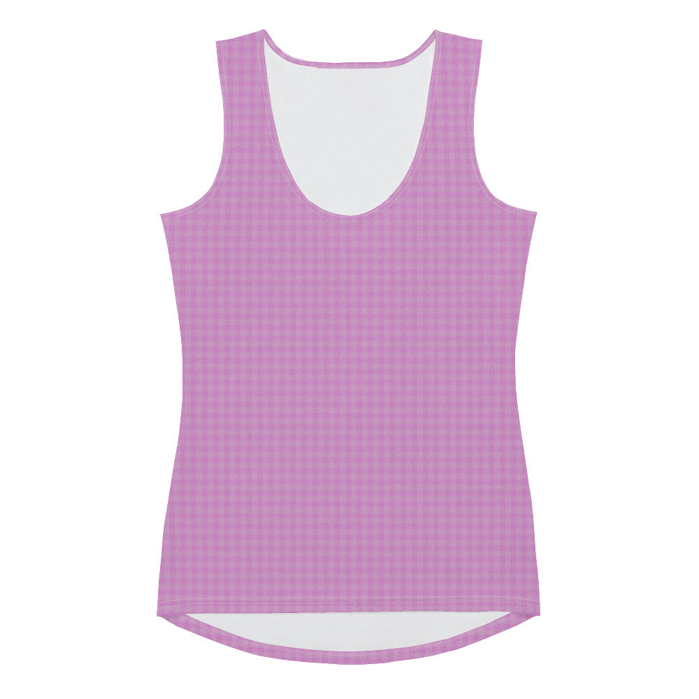 Women's Tank Top Pink Houndstooth-Gingham Mix