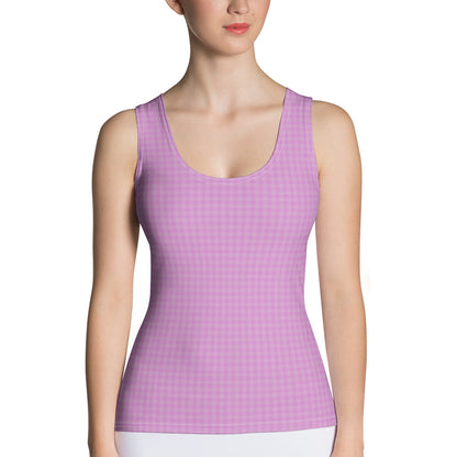 Women's Tank Top Pink Houndstooth-Gingham Mix