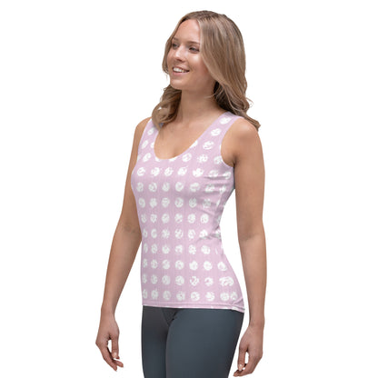 Women's White Polka Dot Pink Tank Top