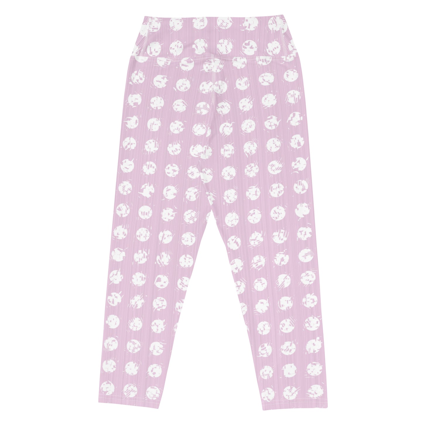 Women's White Polka Dot Pink Yoga Capri Leggings