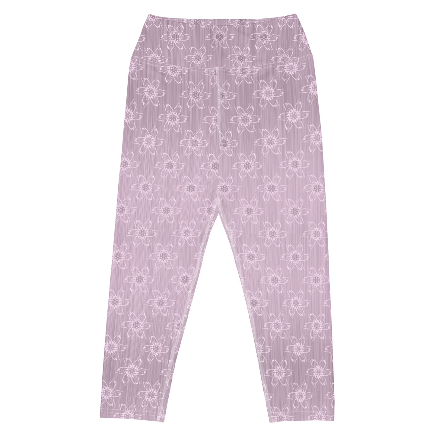 Women's Light Pink Floral Yoga Capri Leggings