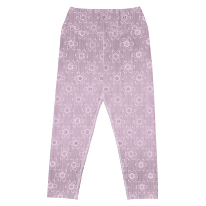 Women's Light Pink Floral Yoga Capri Leggings