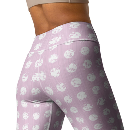 Women's White Polka Dot Pink Yoga Leggings