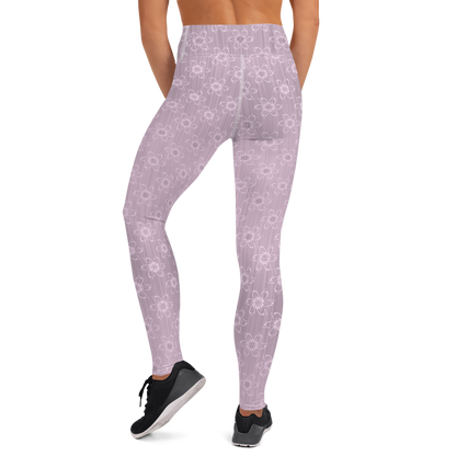 Women's Light Pink Floral Yoga Leggings