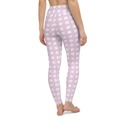 Women's White Polka Dot Pink Yoga Leggings