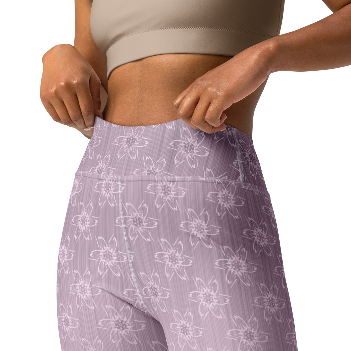 Women's Light Pink Floral Yoga Leggings