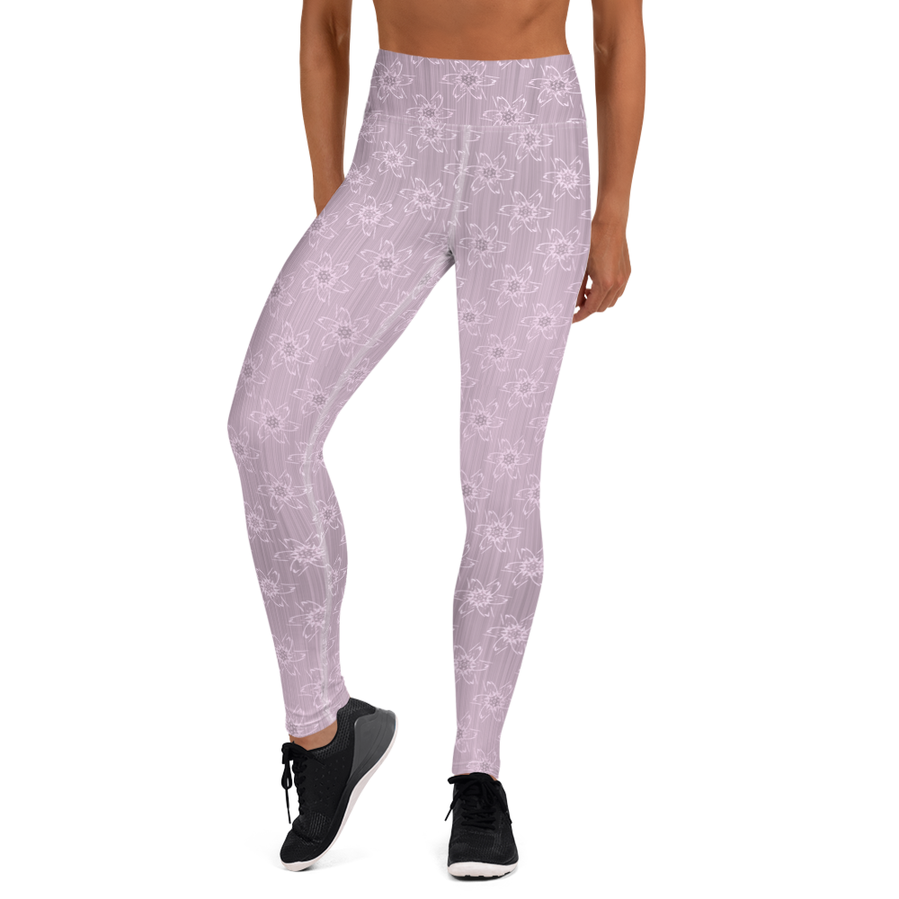 Women's Light Pink Floral Yoga Leggings