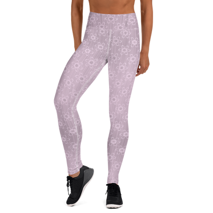 Women's Light Pink Floral Yoga Leggings