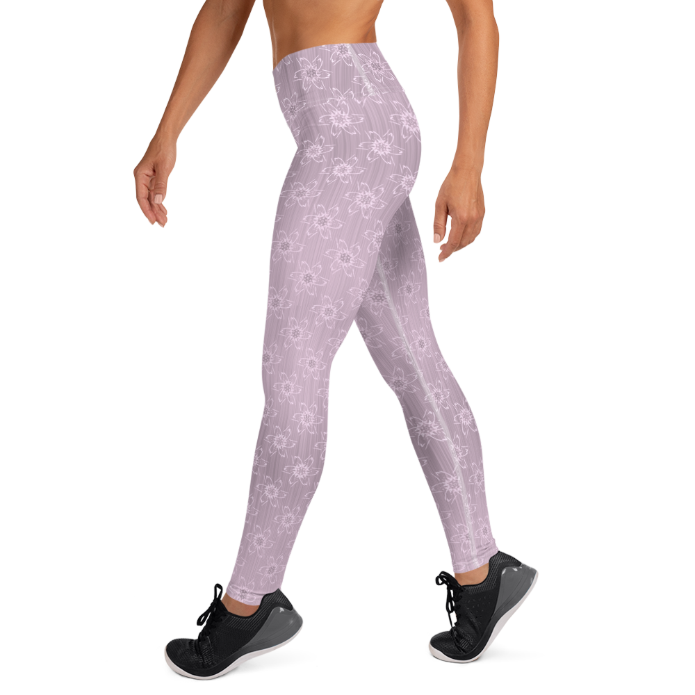 Women's Light Pink Floral Yoga Leggings