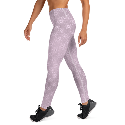 Women's Light Pink Floral Yoga Leggings