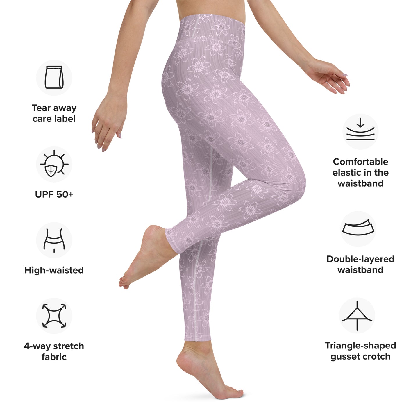 Women's Light Pink Floral Yoga Leggings