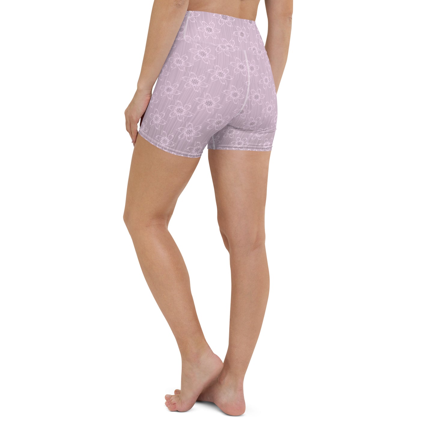 Women's Light Pink Floral Yoga Shorts