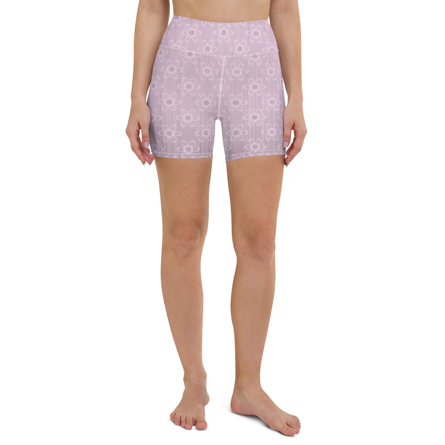 Women's Light Pink Floral Yoga Shorts