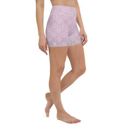 Women's Light Pink Floral Yoga Shorts