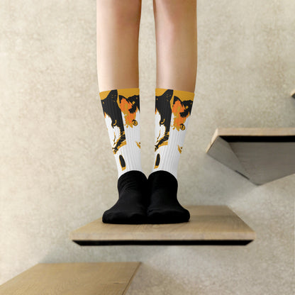 Cat Print Socks - Buttercup