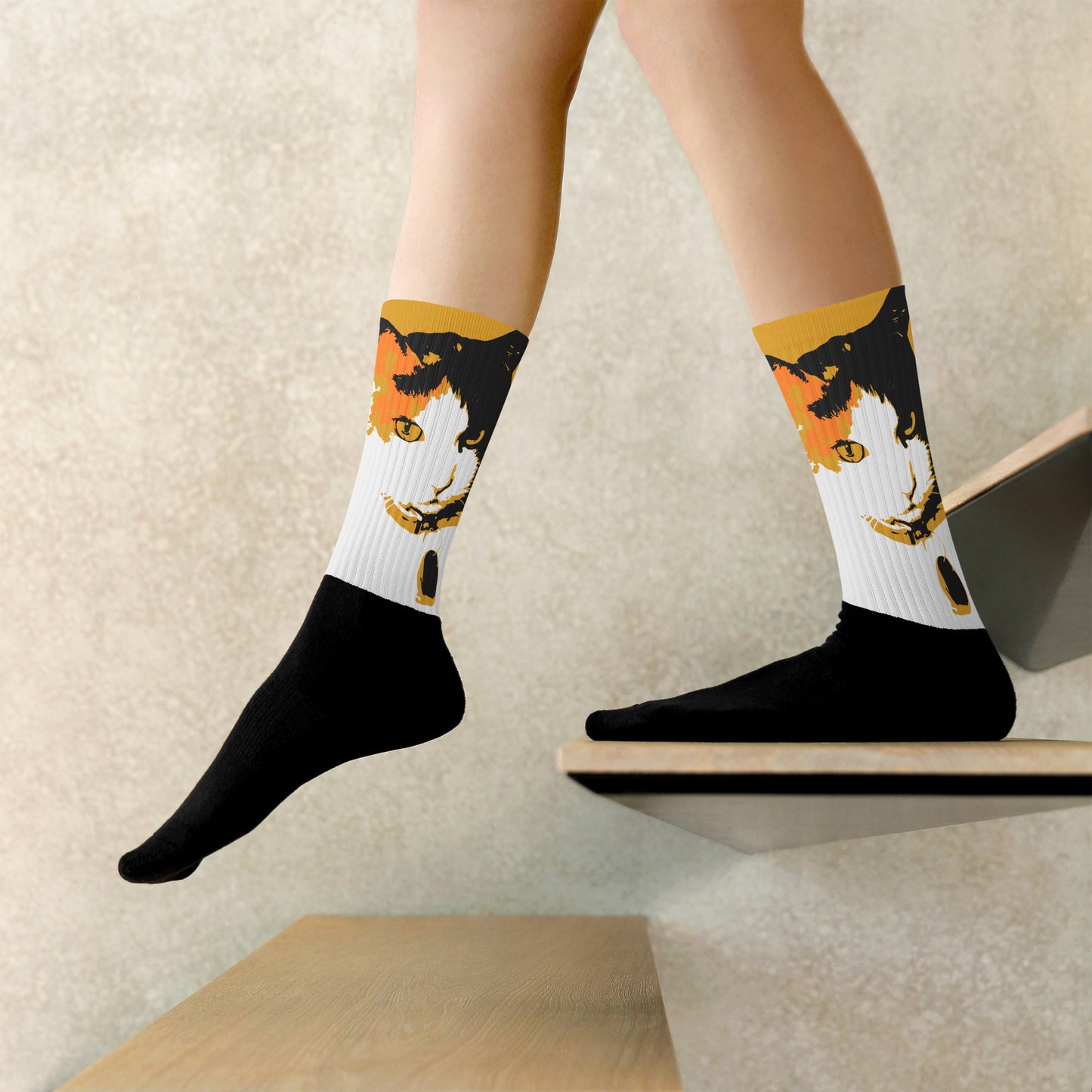 Cat Print Socks - Buttercup