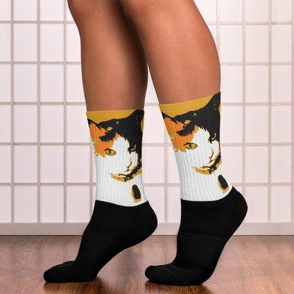 Cat Print Socks - Buttercup