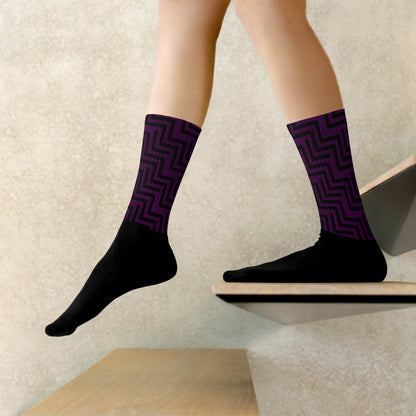 Socks Purple & Black Zig Zag Print