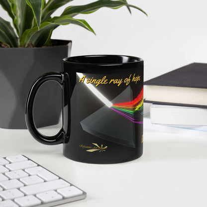 Black Glossy Mug Artistic Refraction - Hope