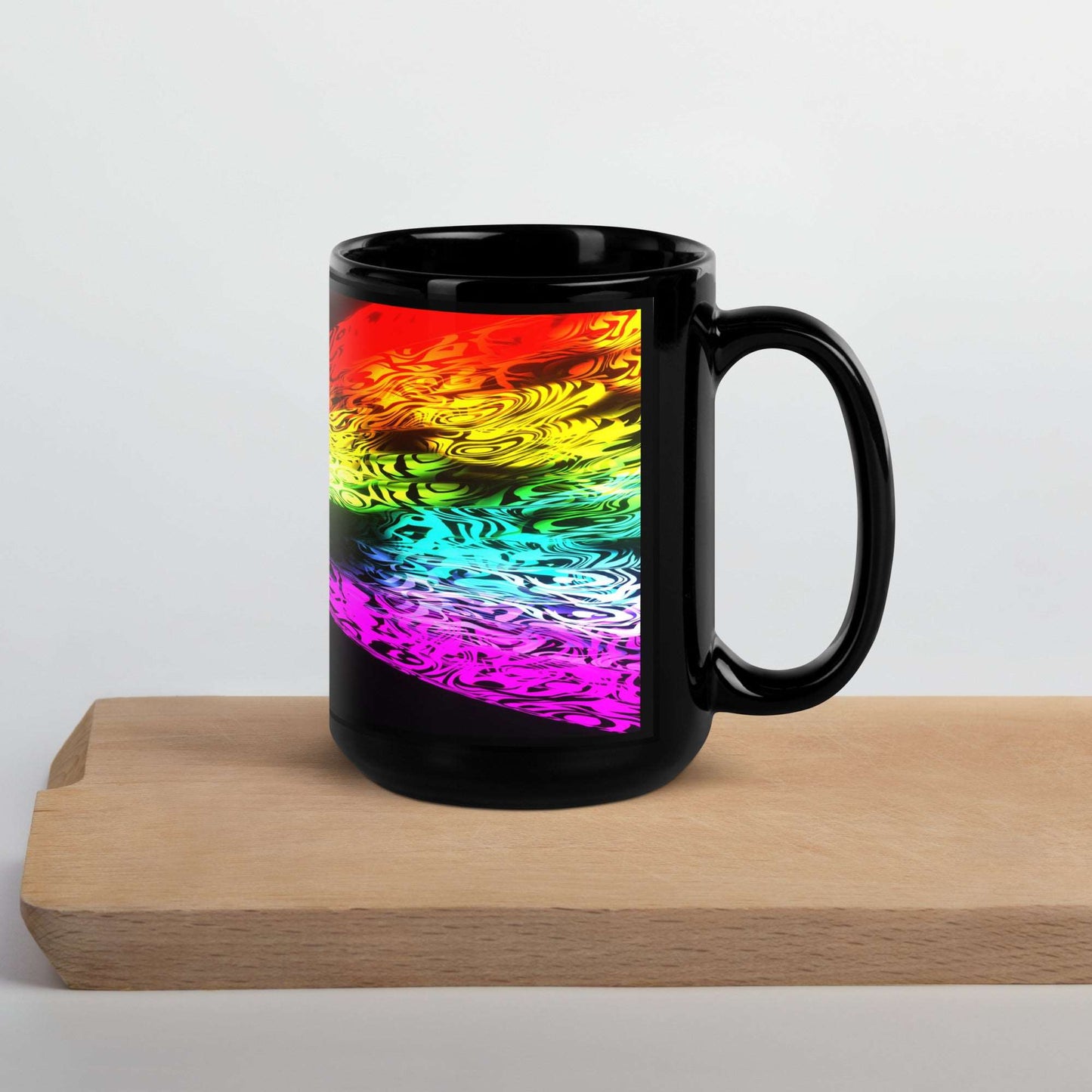 Black Glossy Mug Artistic Refraction