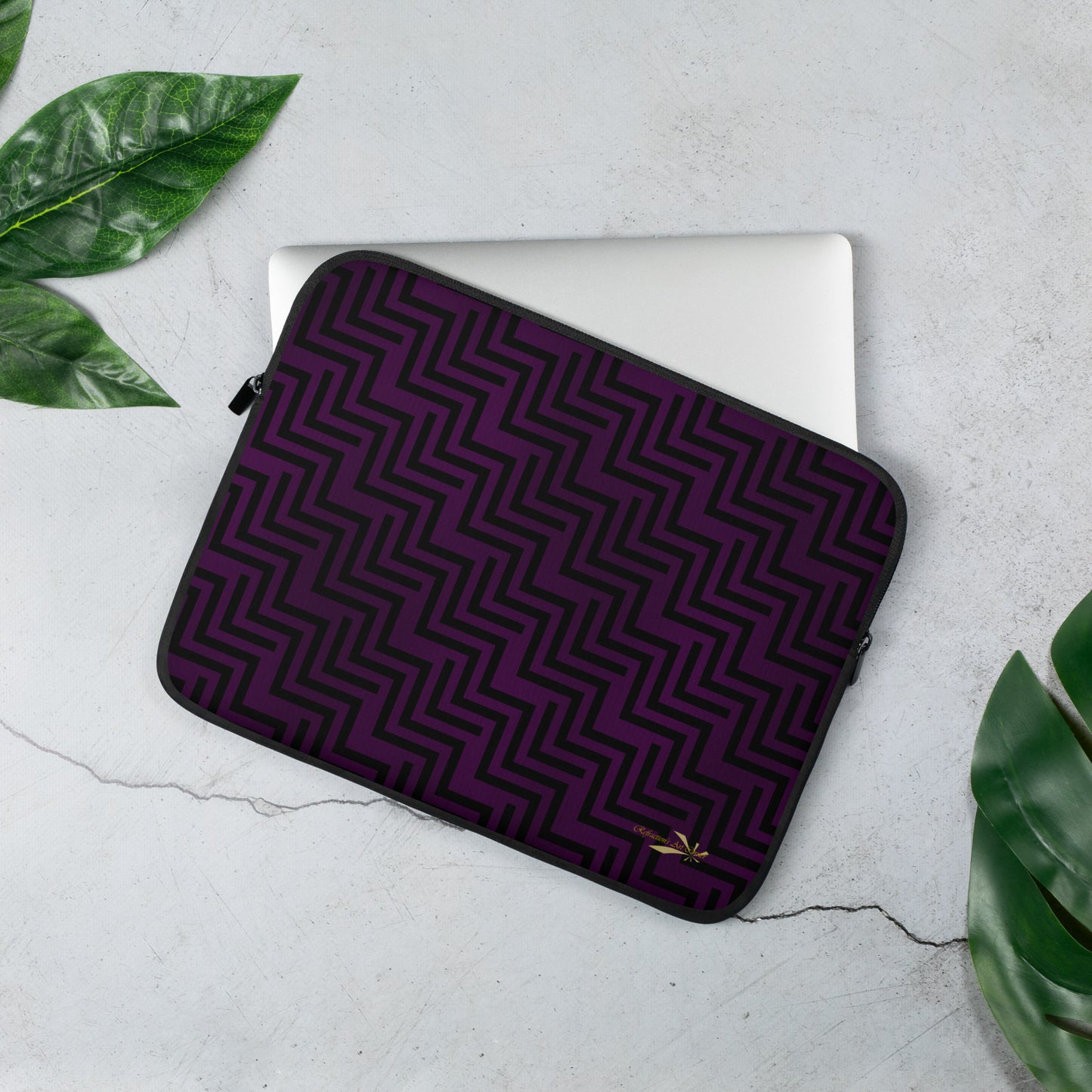 Laptop Sleeve Purple & Black Zig Zag Print