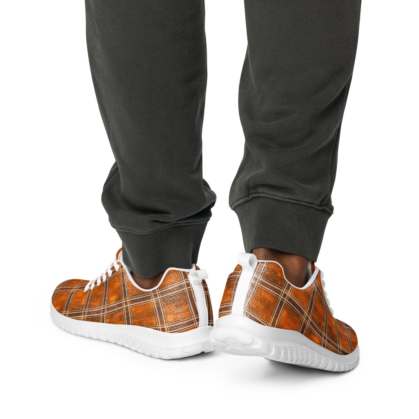 Men’s Athletic Shoes Orange Plaid