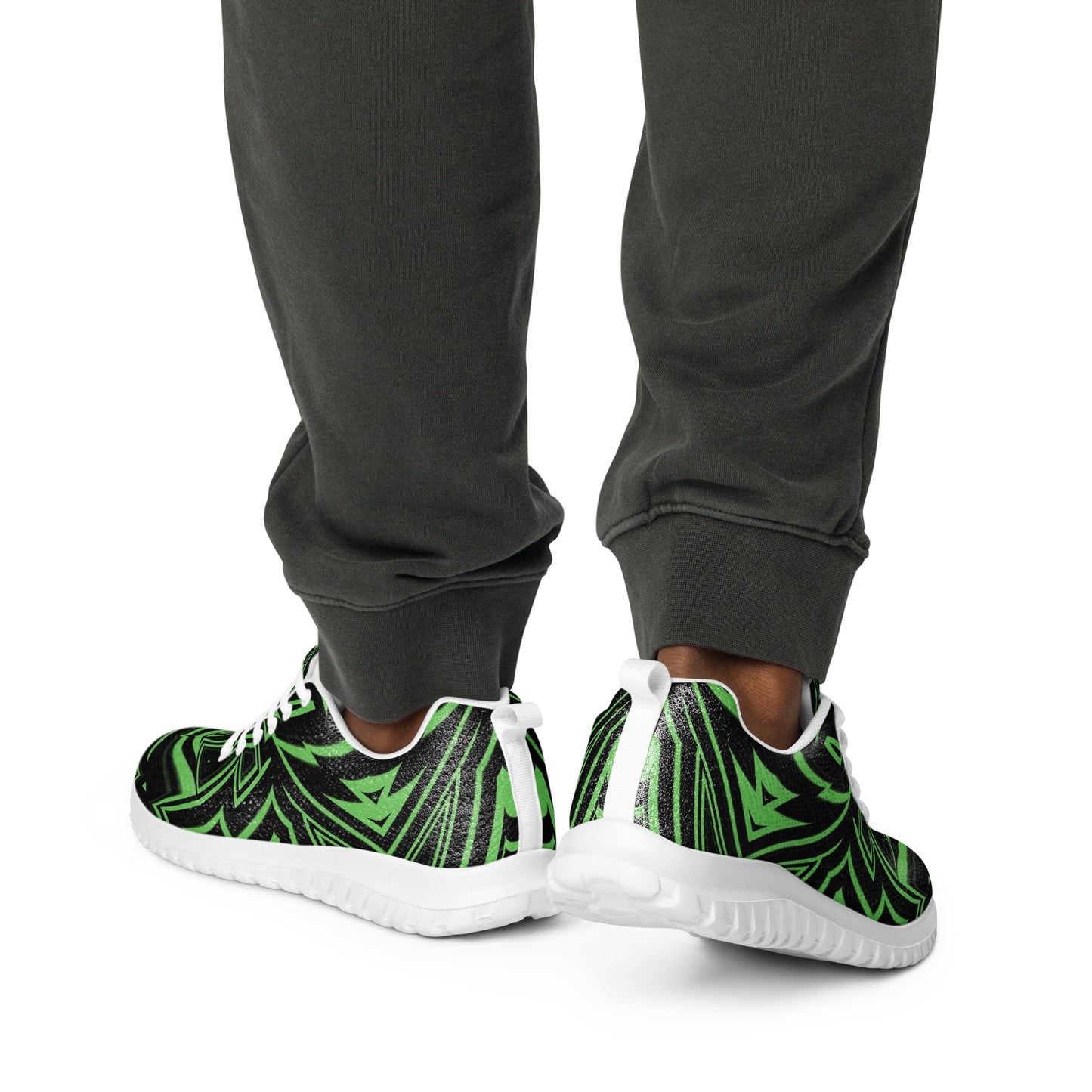 Men’s Athletic Shoes Green Abstract Geometric