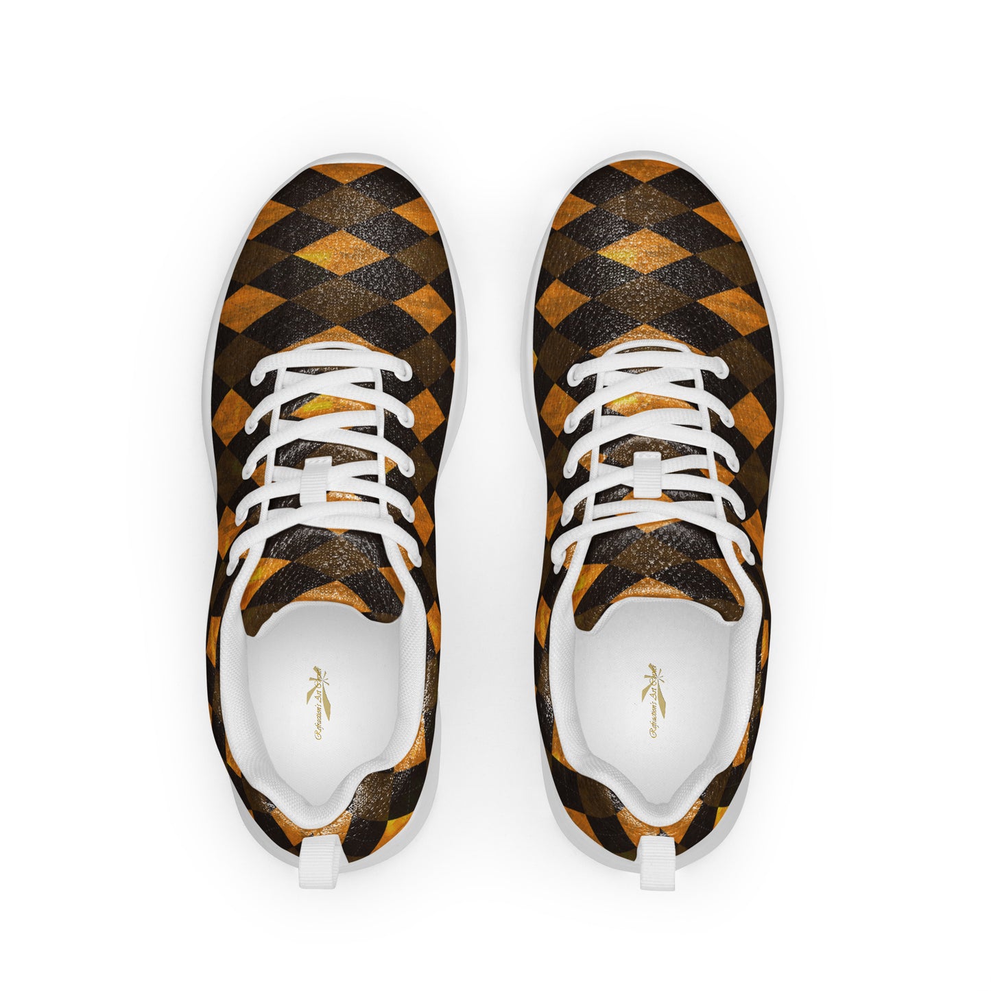 Men’s Athletic Shoes Orange Argyle