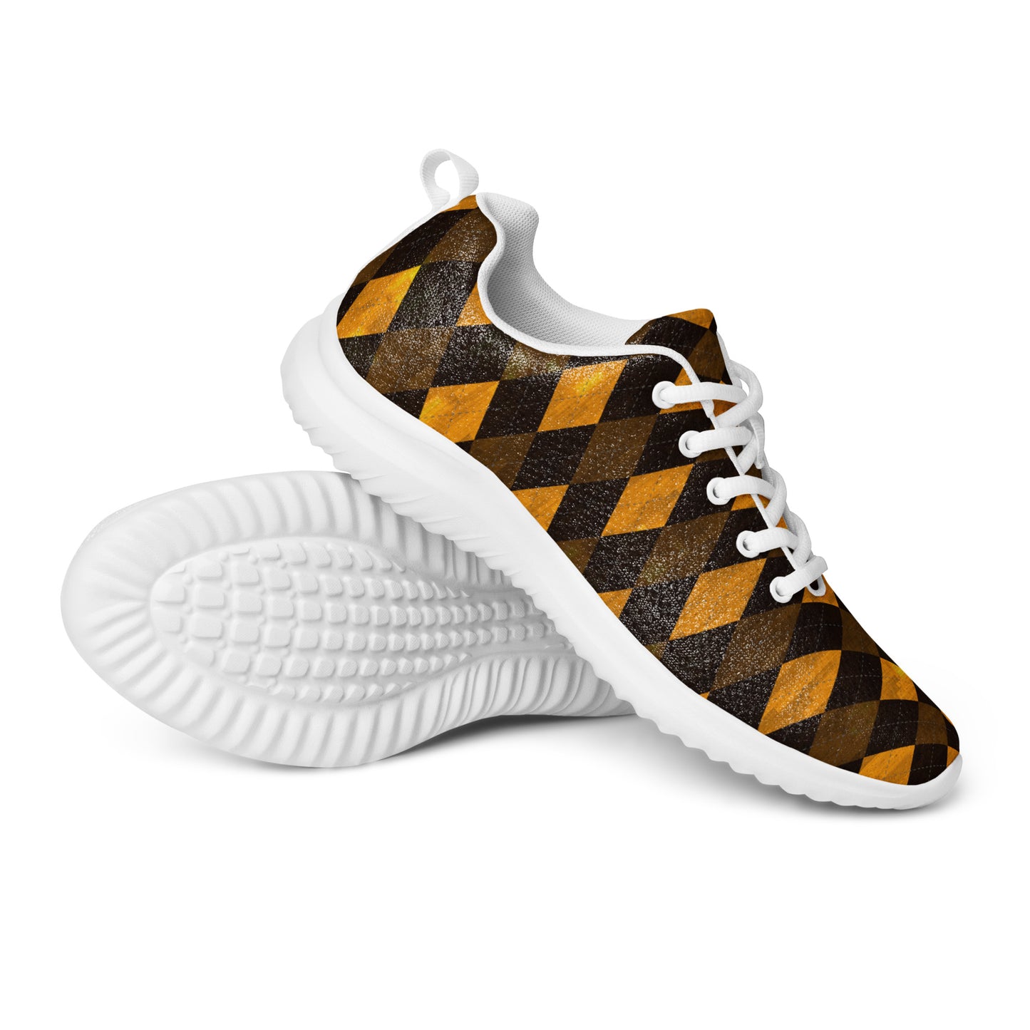 Men’s Athletic Shoes Orange Argyle