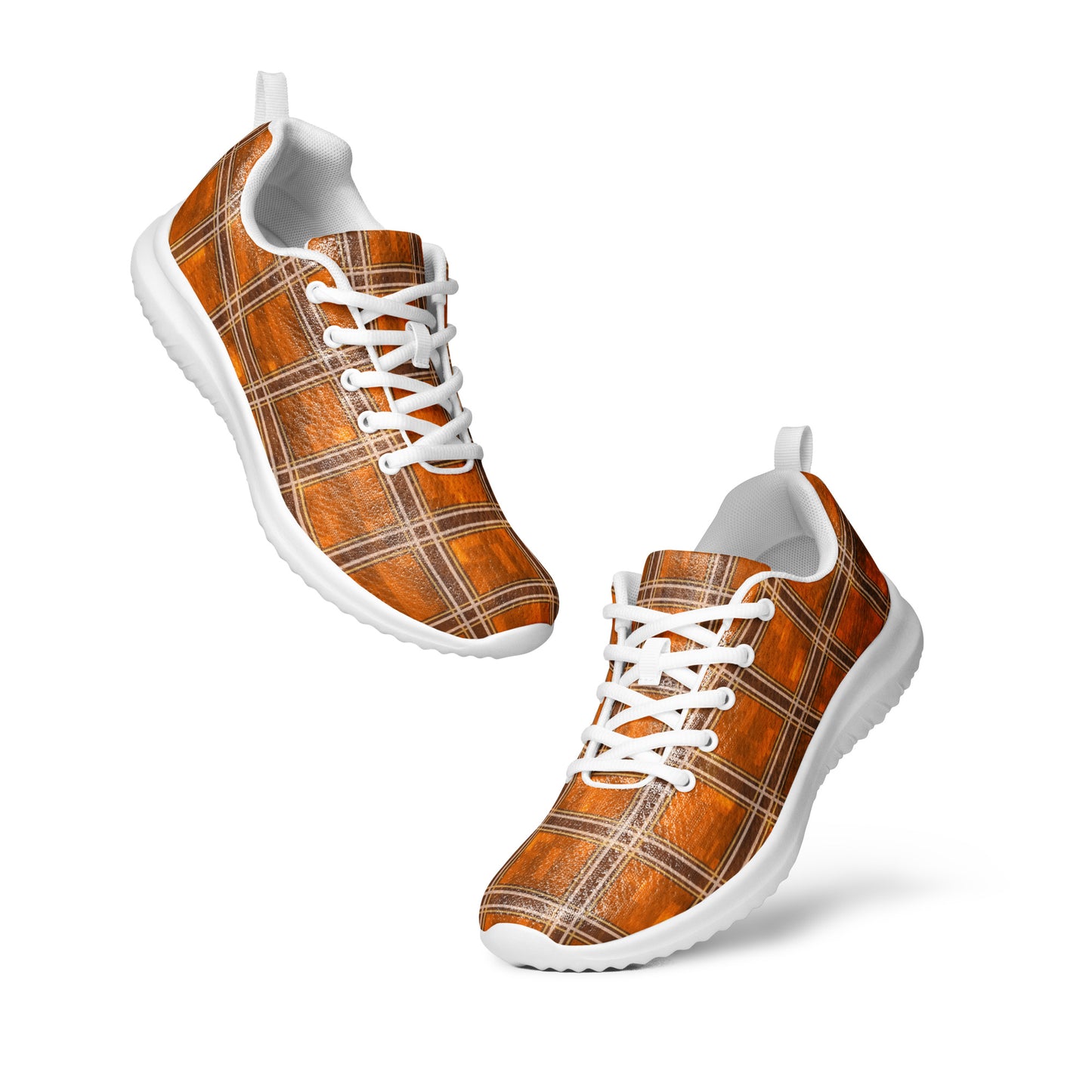 Men’s Athletic Shoes Orange Plaid