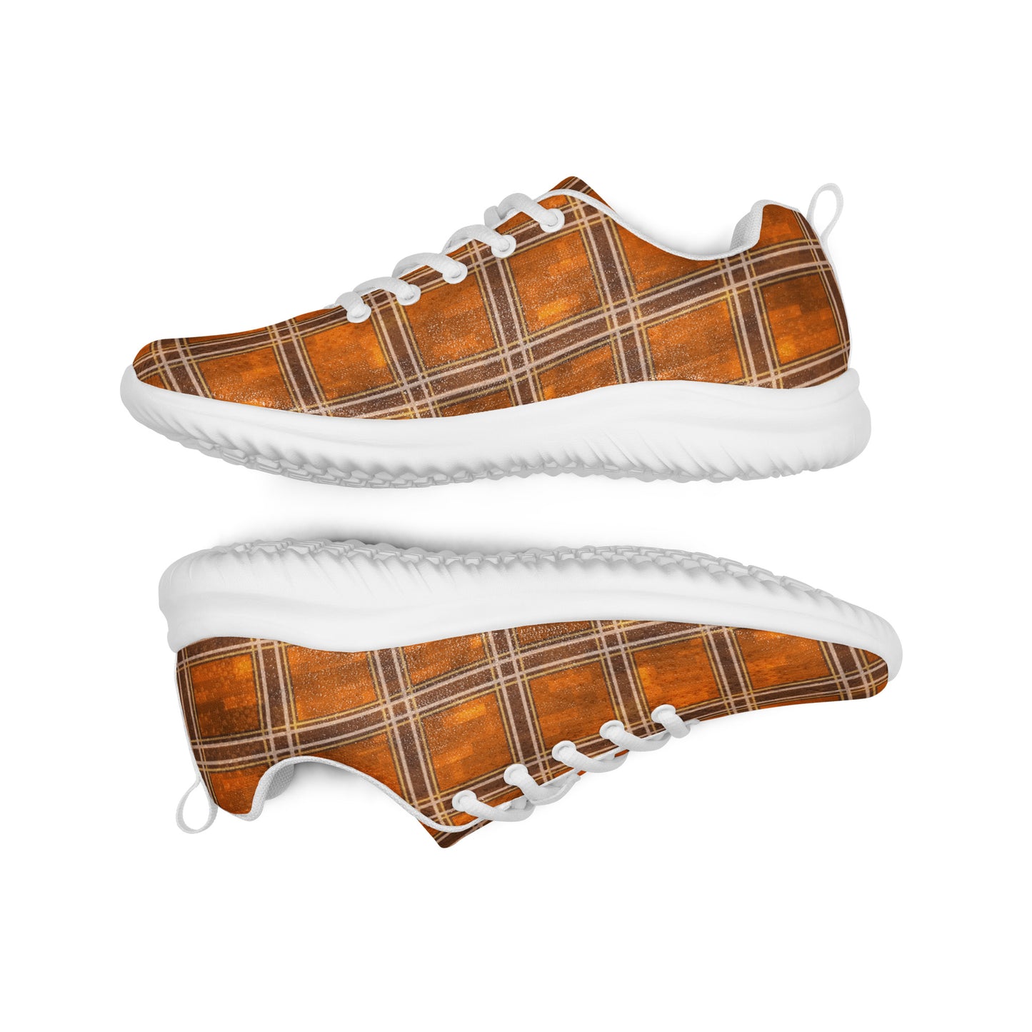 Men’s Athletic Shoes Orange Plaid