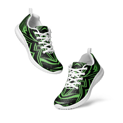 Men’s Athletic Shoes Green Abstract Geometric