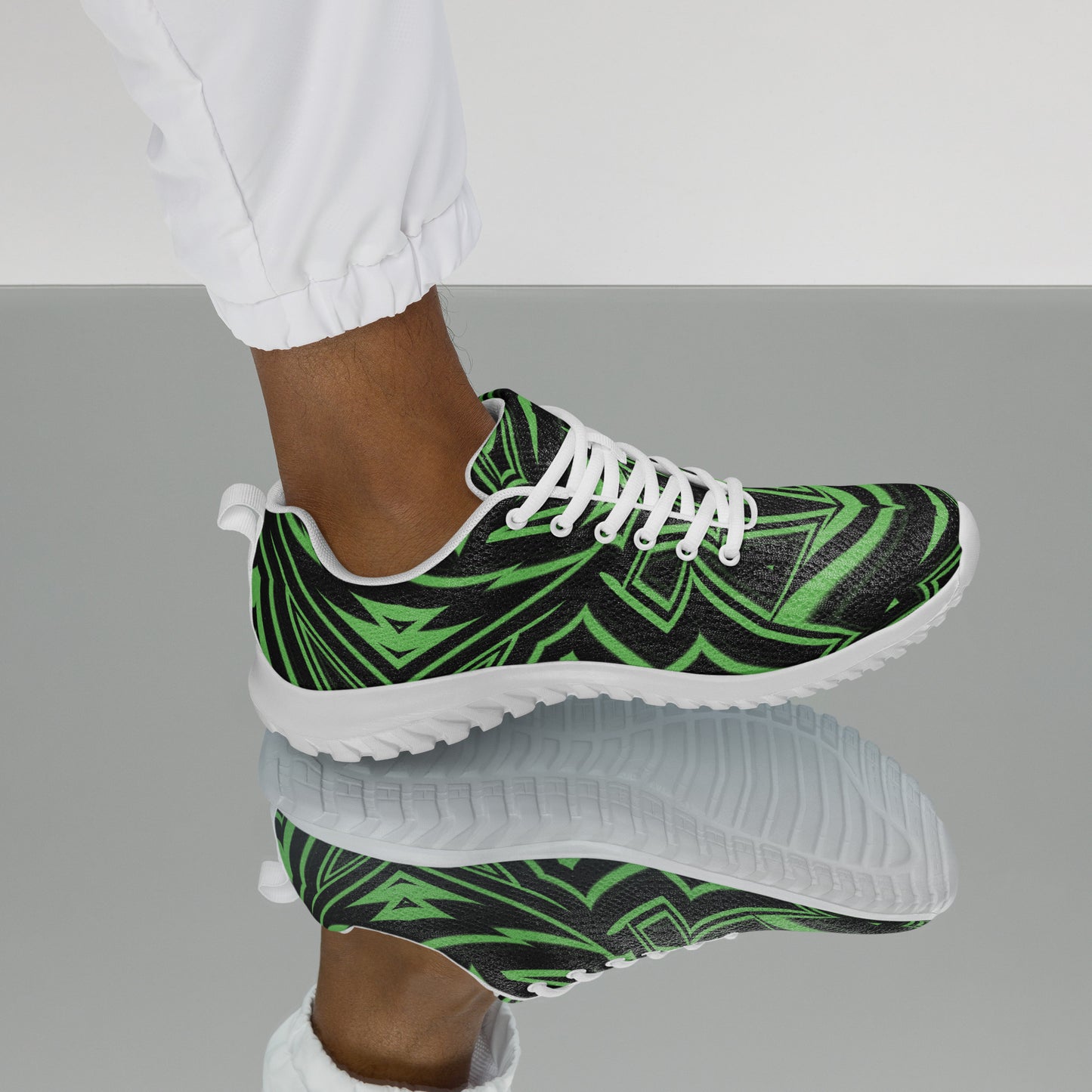 Men’s Athletic Shoes Green Abstract Geometric