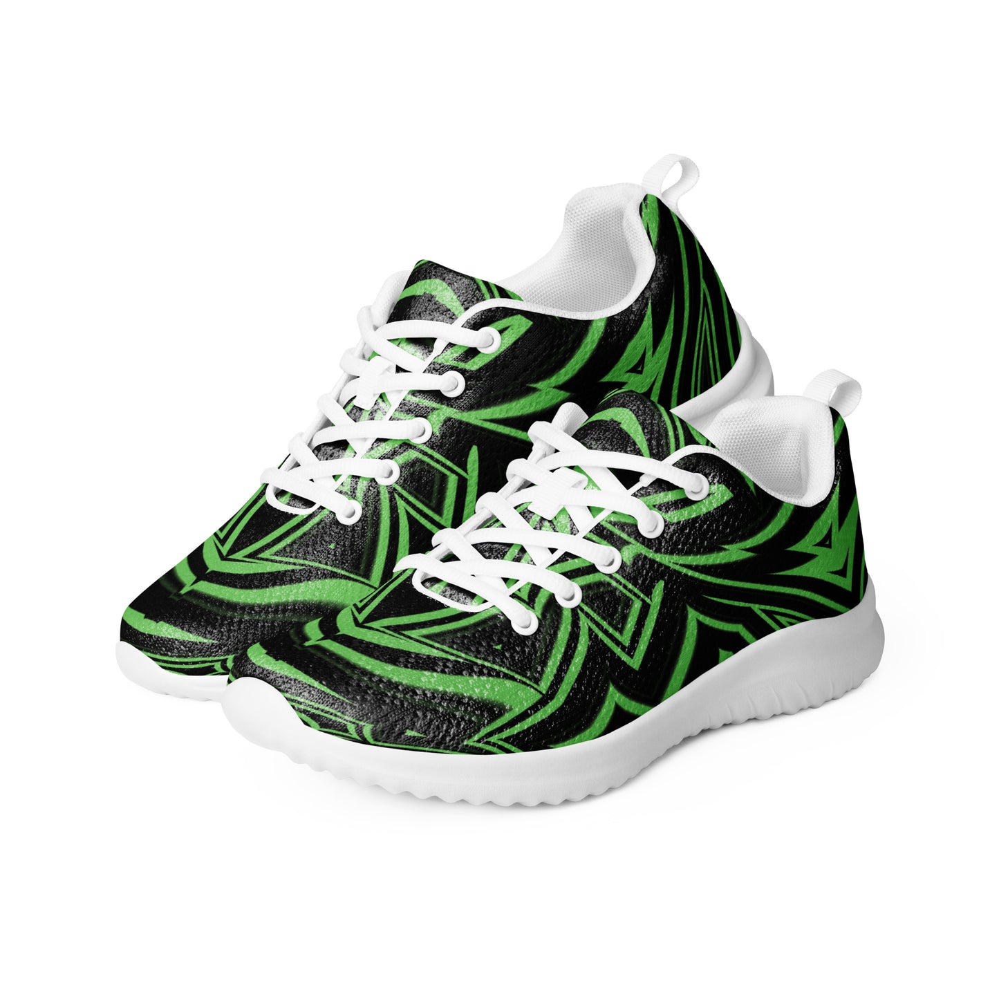 Men’s Athletic Shoes Green Abstract Geometric