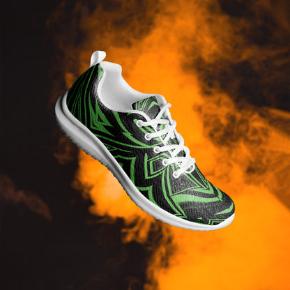 Men’s Athletic Shoes Green Abstract Geometric