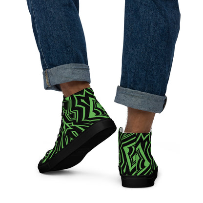 Men’s High Top Canvas Shoes Green Abstract Geometric