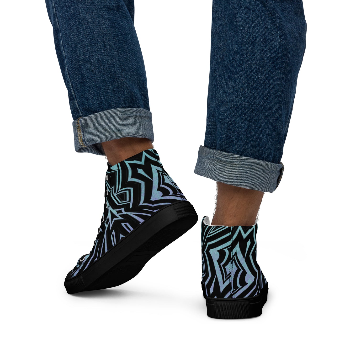 Men’s High Top Canvas Shoes Abstract Geometric Ombre