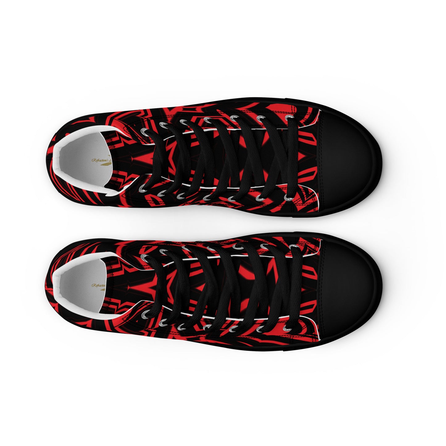 Men’s High Top Canvas Shoes Red Abstract Geometric