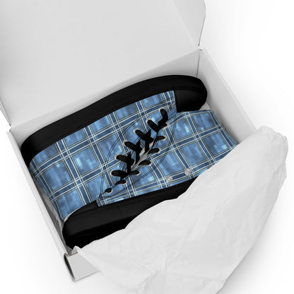 Men’s High Top Canvas Shoes Windward Blue Plaid