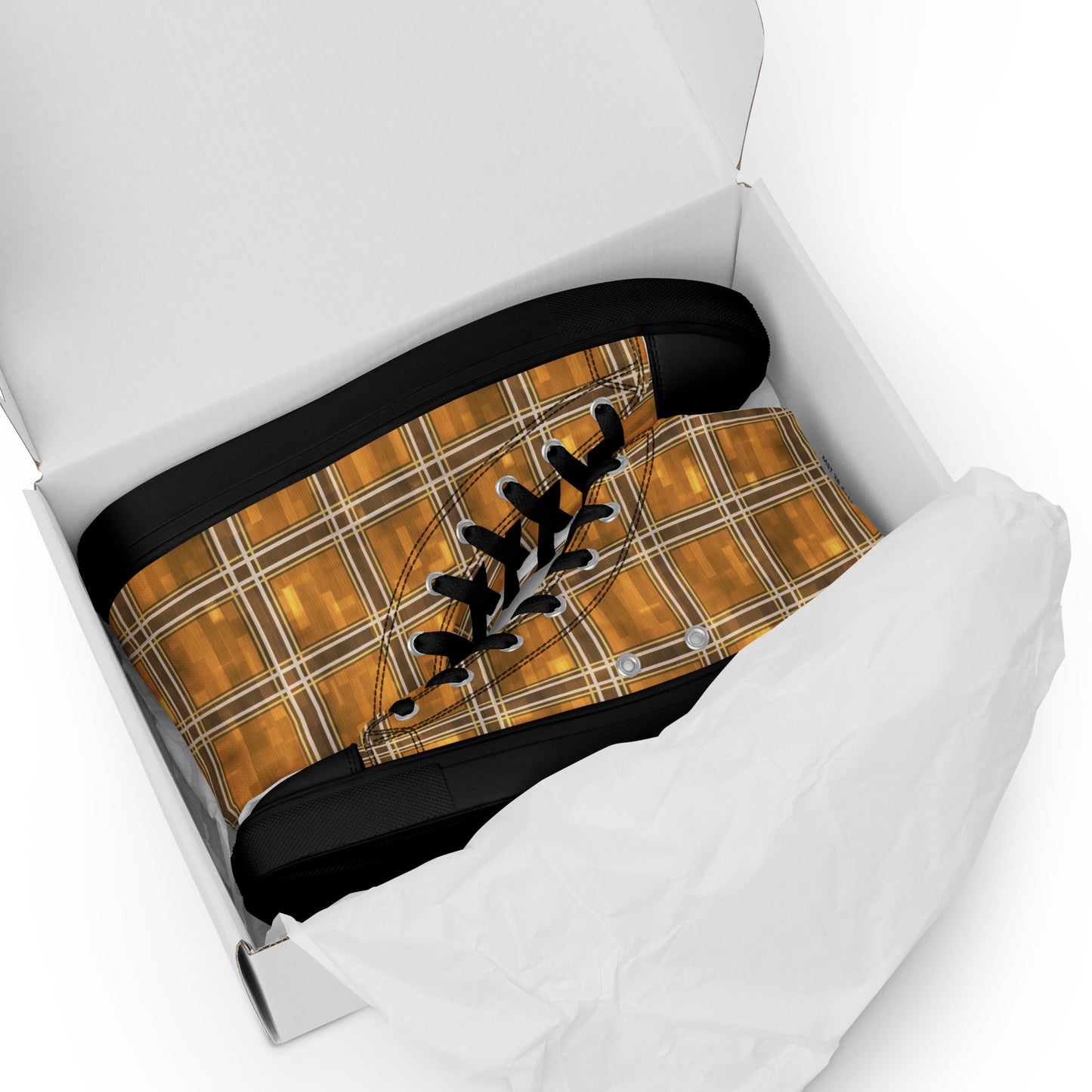 Men’s High Top Canvas Shoes Chardonnay Plaid