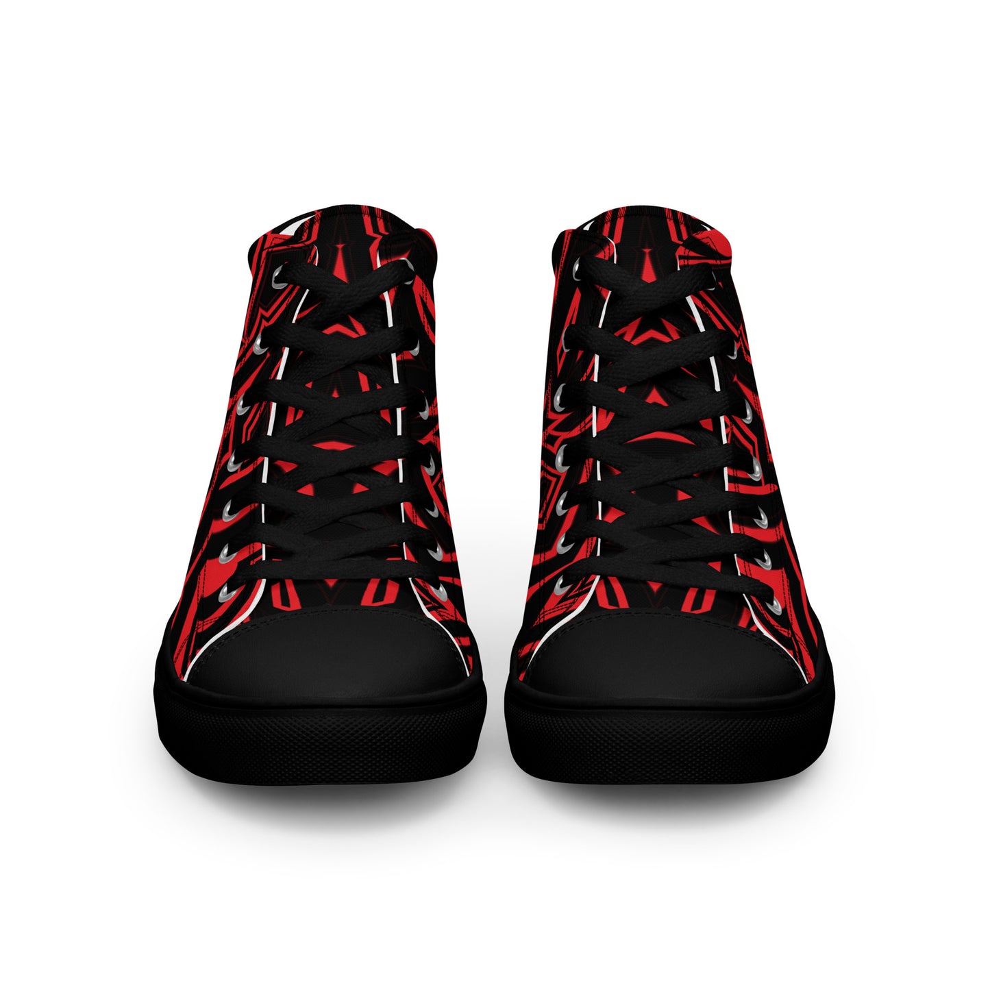 Men’s High Top Canvas Shoes Red Abstract Geometric