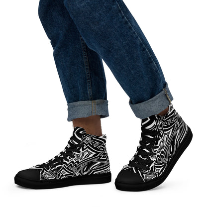 Men’s High-Top Canvas Shoes Abstract Geometries